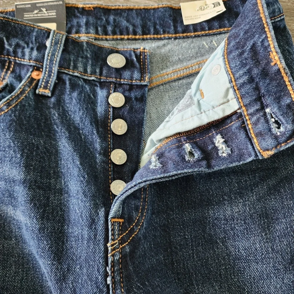 Levi's Premium 501 Original High Rise Straight Leg Jeans Dark Wash W25 L32